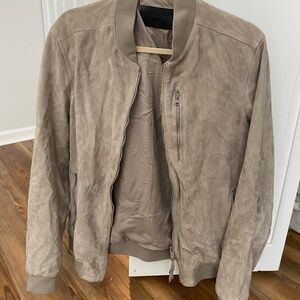 AllSaints Kemble Suede Bomber Jacket, Tan